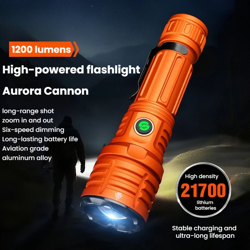 Outdoor Lighting Types - Strong Light LED Flashlight Zoomable TYPE-C