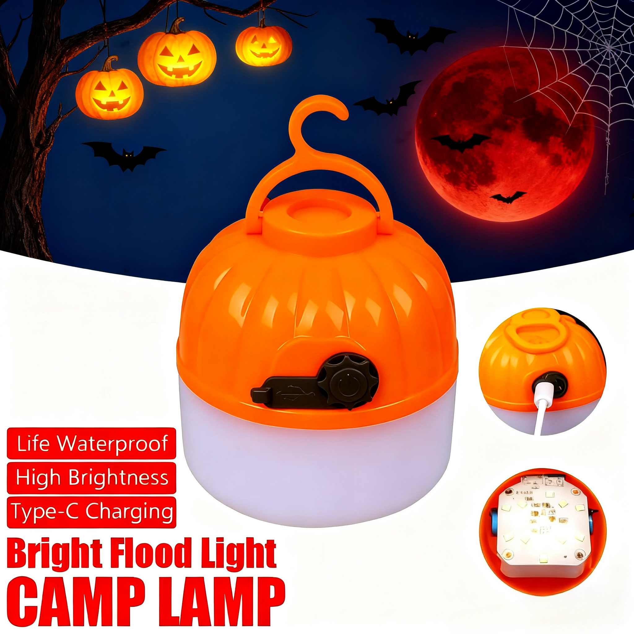 Outdoor Lighting Decoration - Mini Portable Halloween Pumpkin Lantern USB