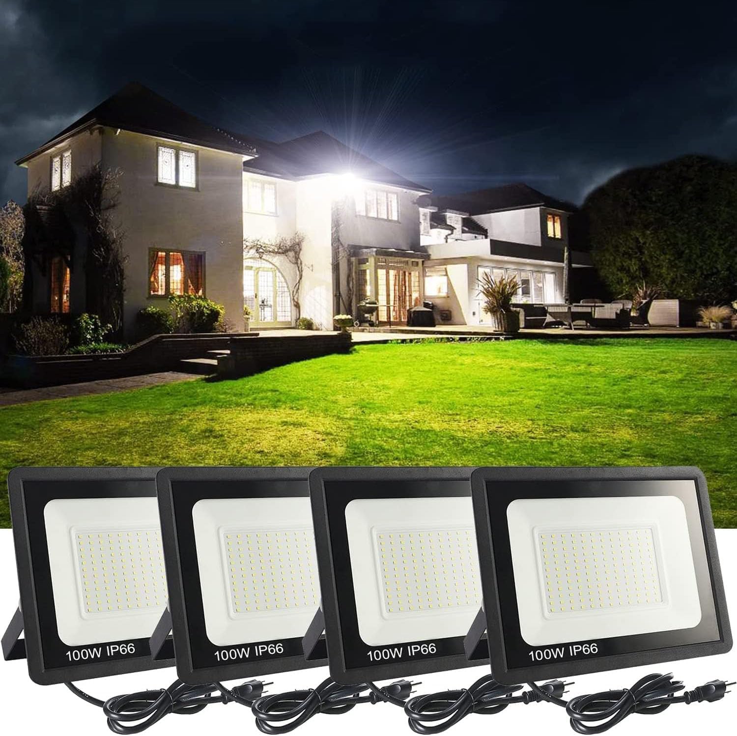 Outdoor Lighting Waterproof - 100W LED Flood Light, 11000lm Super