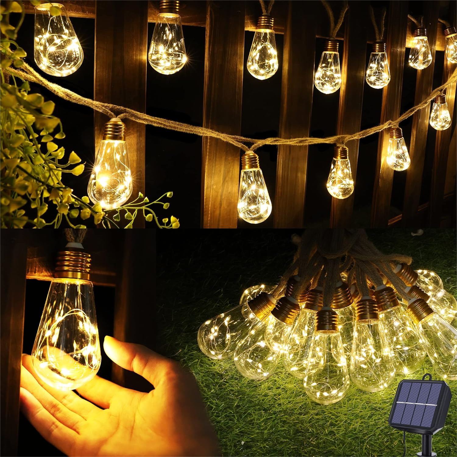 Outdoor Lighting Vintage - Solar Outdoor String Lights 20Ft Vintage