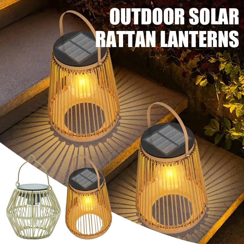 Outdoor Lighting Decoration - IP65 Waterproof Solar Rattan Lantern Por