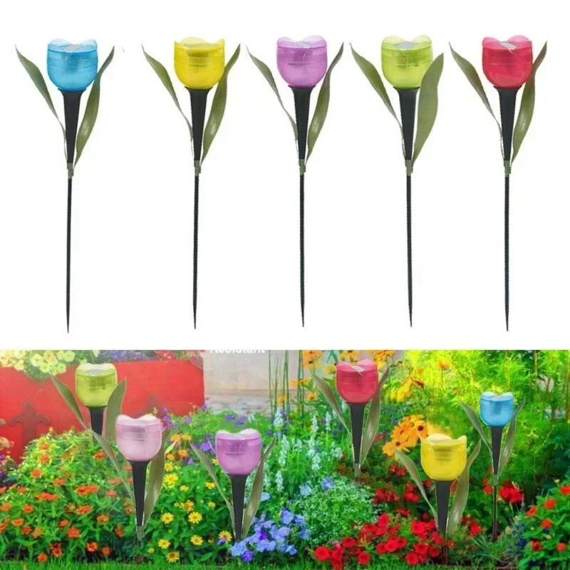 Photocell Outdoor Lighting - 1Pcs Garden Tulip Flower Shape LED