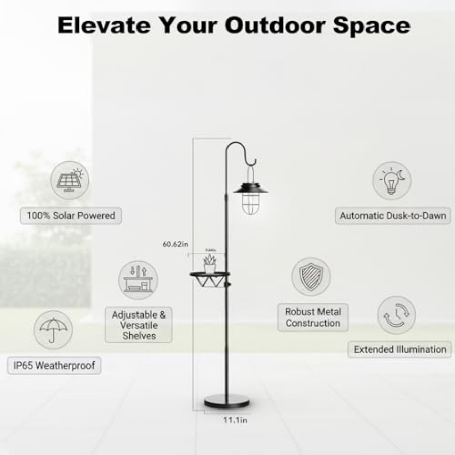 Solar Floor Lamp with Table, 6 - Outdoor Lighting Hooks avaliação e preço