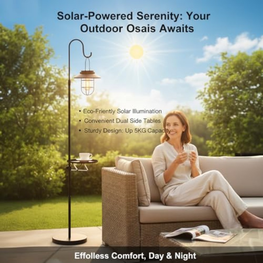 Solar Floor Lamp with Table, 6 - Outdoor Lighting Hooks avaliação e preço