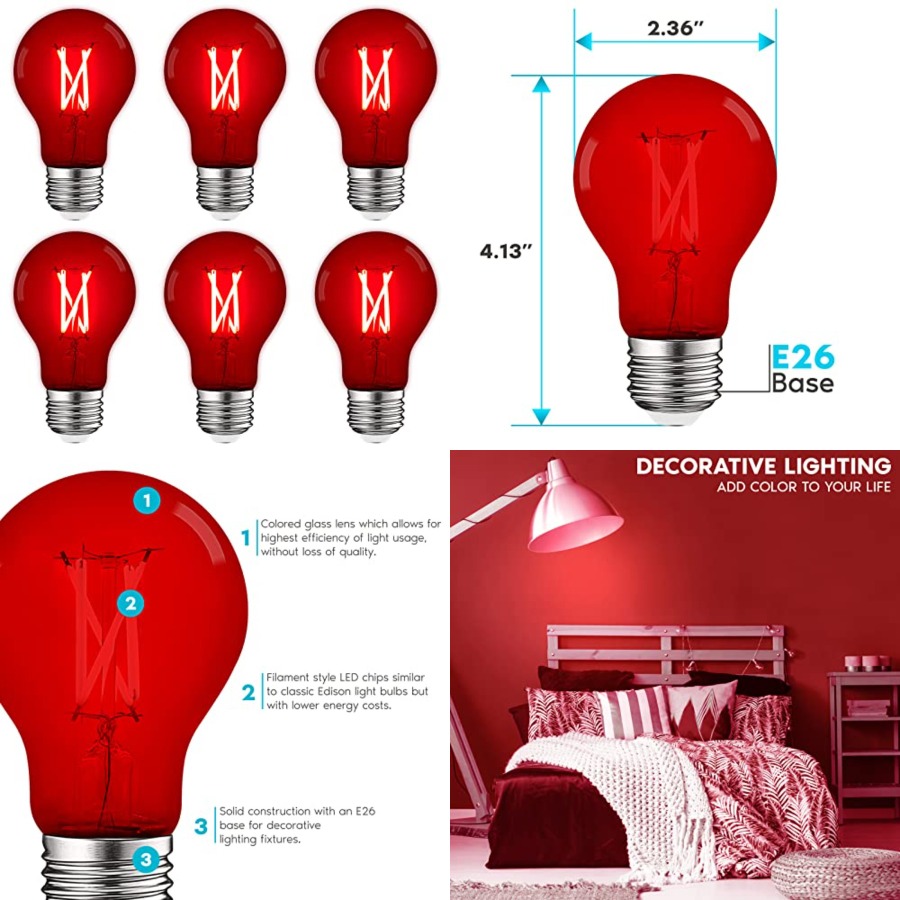 A19 Edison LED Light Bulbs, 4. - Outdoor Lighting Decoration avaliação e preço