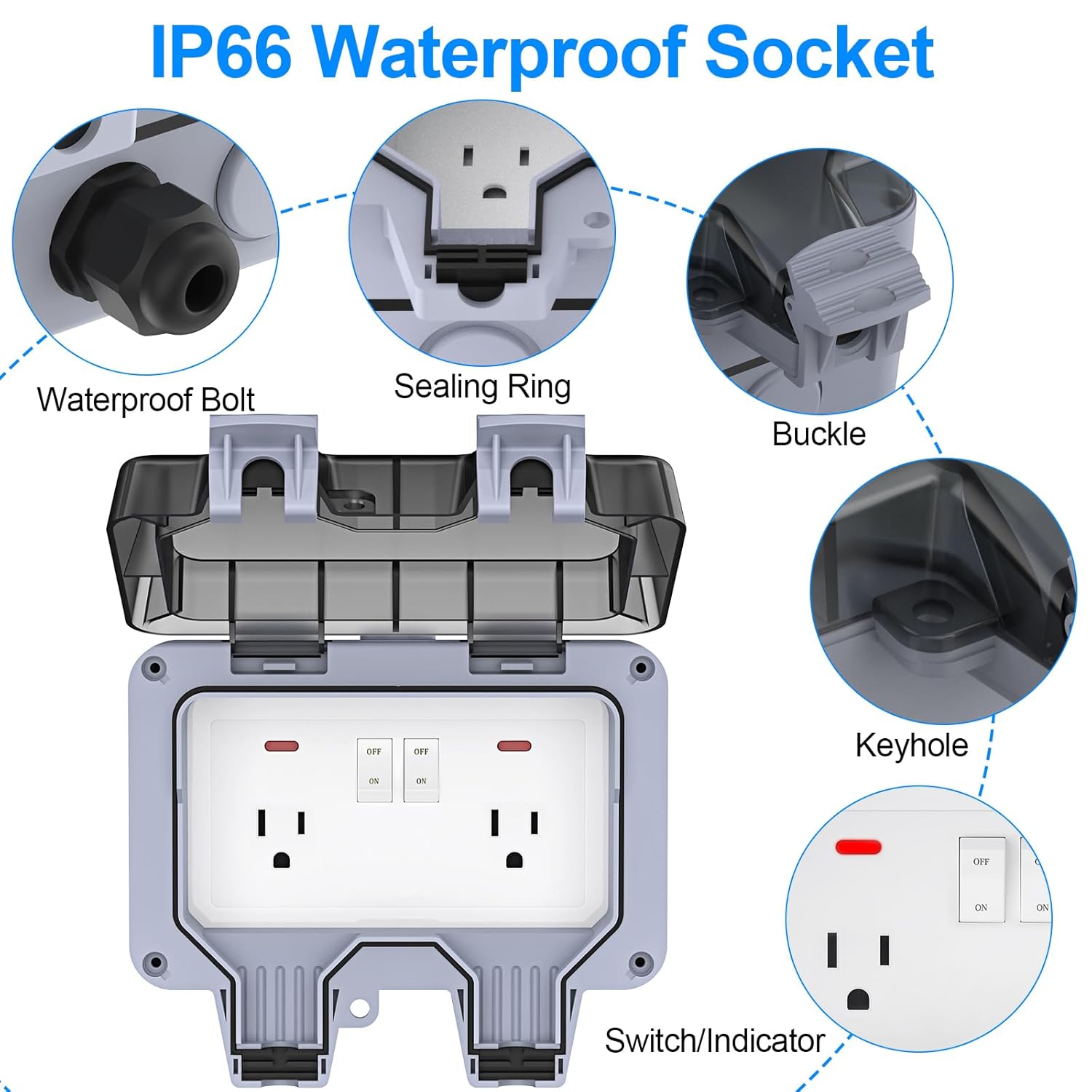 IP66 Waterproof Outdoor Outlet - Outdoor Lighting No Outlet avaliação e preço