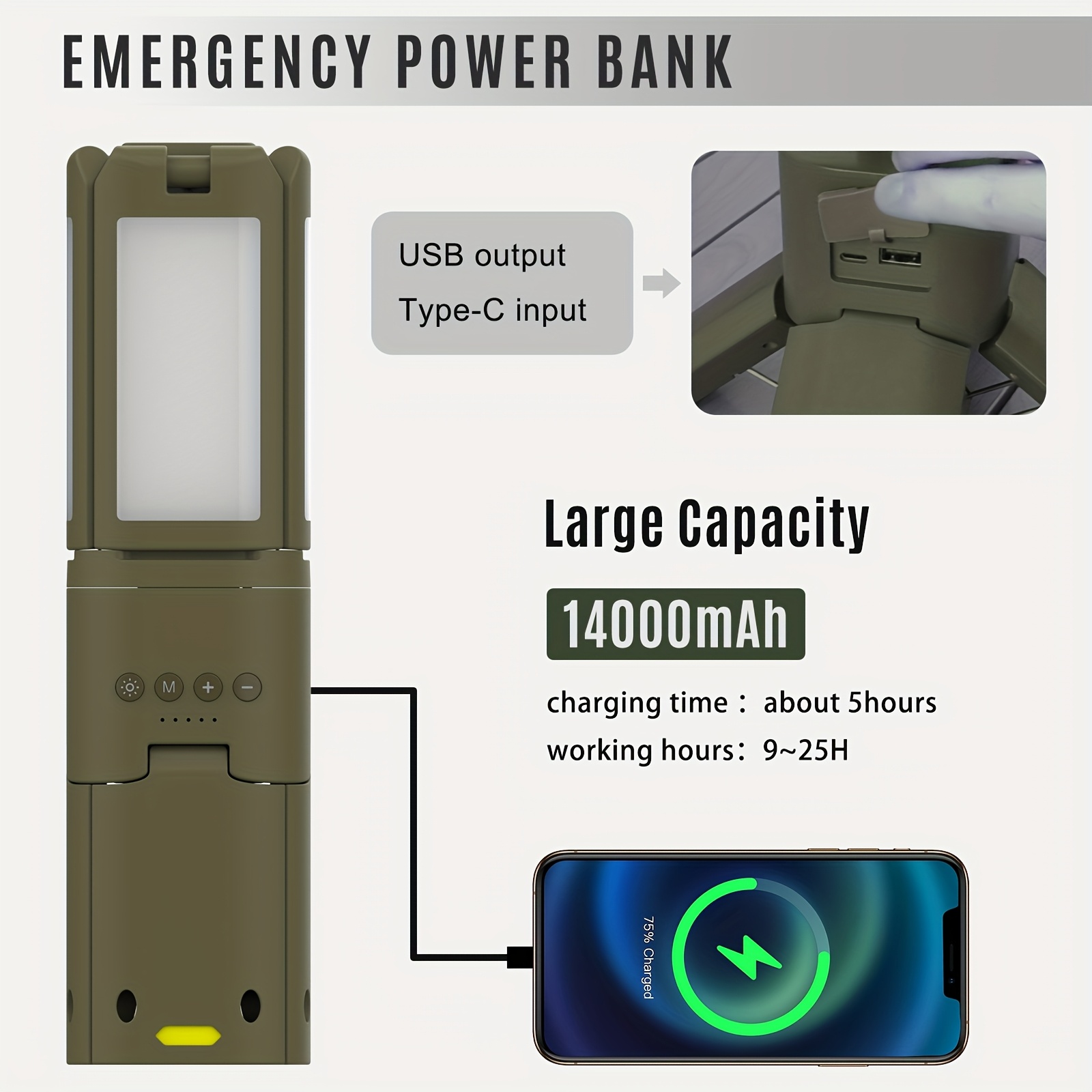 Camping Lantern, 14000mAh Rech - Outdoor Lighting Lanterns avaliação e preço