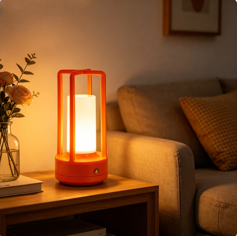 Modern Orange Cage Table Lamp  - Outdoor Lighting Types avaliação e preço