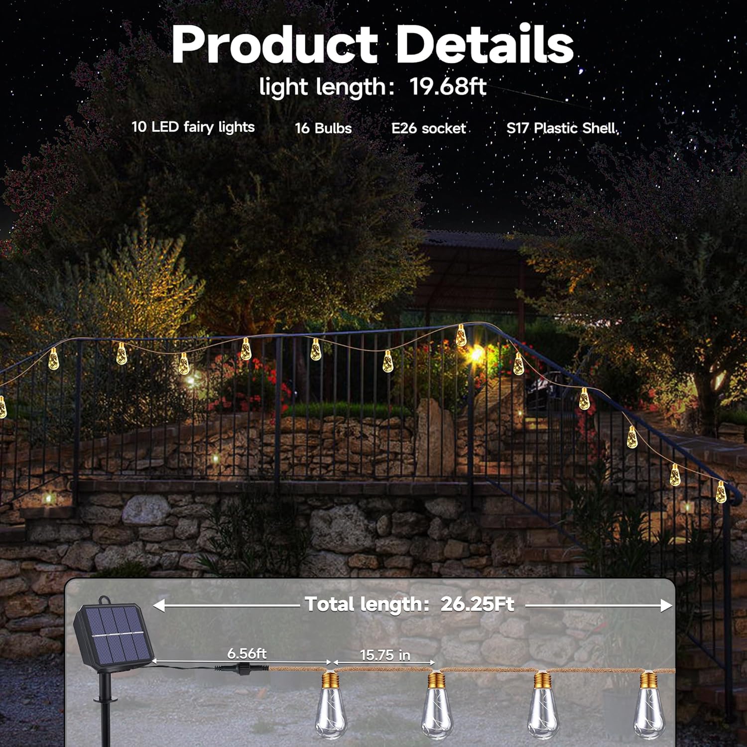 Solar Outdoor String Lights 20 - Outdoor Lighting Vintage avaliação e preço