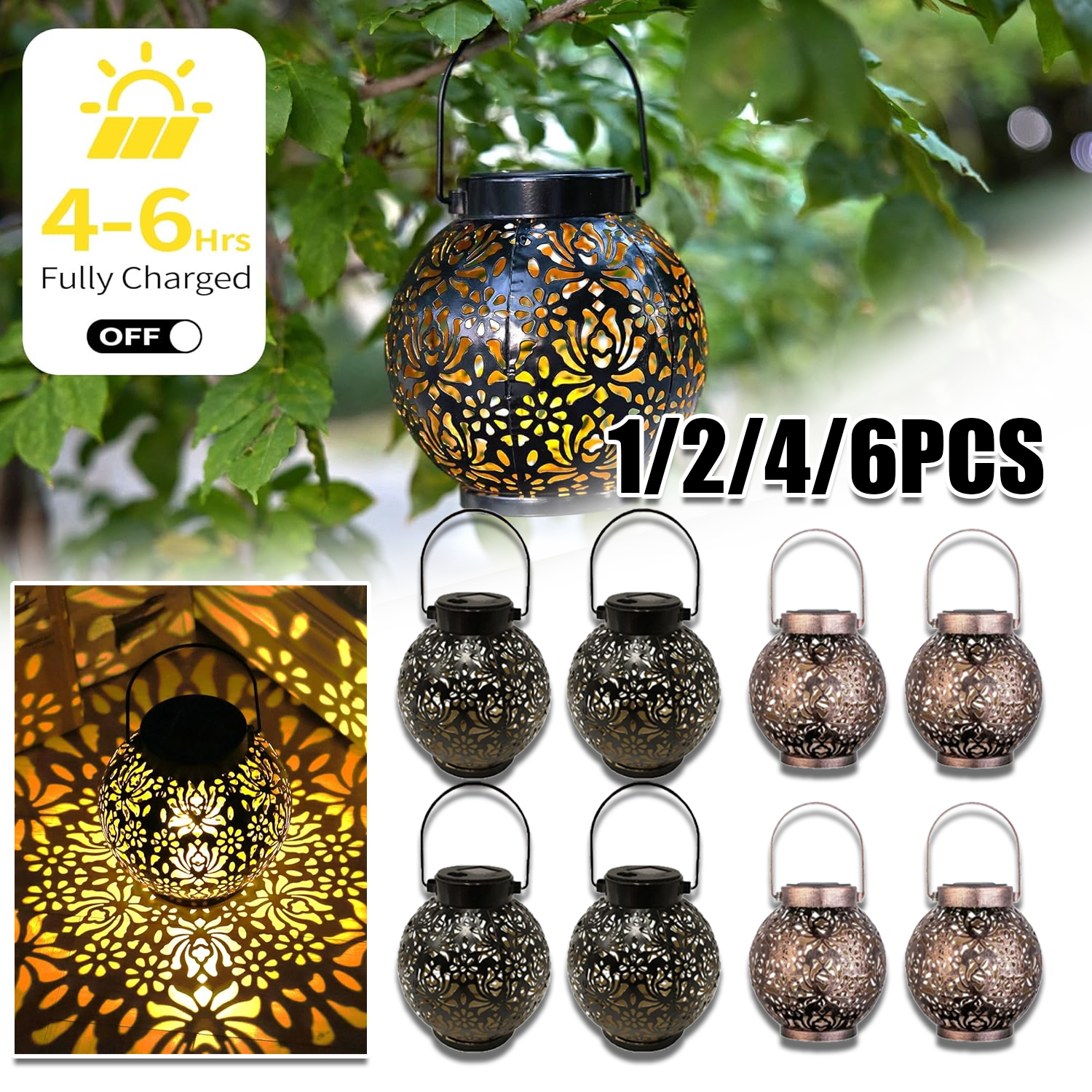 1-6PCS Moroccan Solar Lanterns - Photocell Outdoor Lighting avaliação e preço