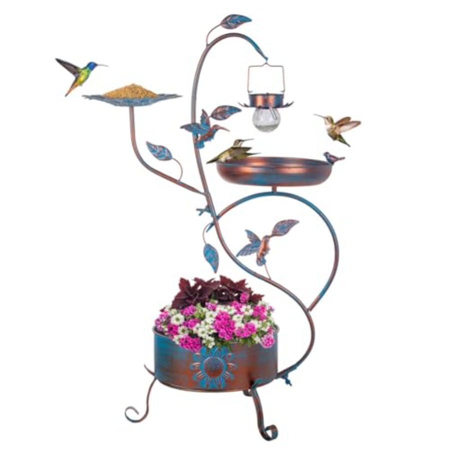 Outdoor metal bird bath with p - Outdoor Lighting Decoration avaliação e preço