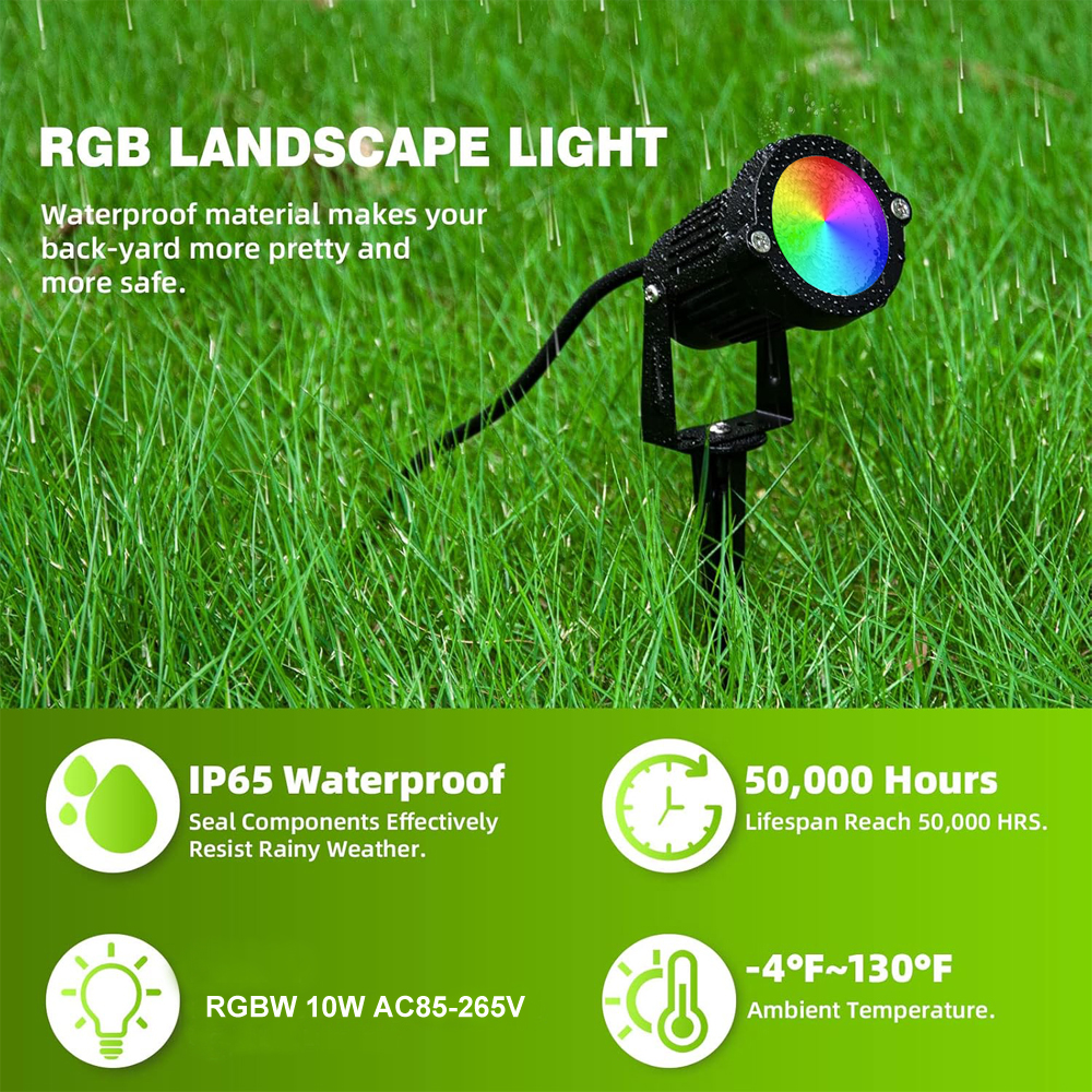 RGBW Landscape Lighting 10W wi - Outdoor Lighting Waterproof avaliação e preço