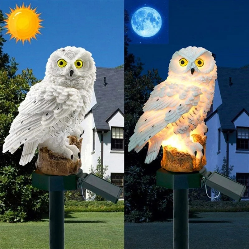Solar Owl Statue Garden Light  - Outdoor Lighting Types avaliação e preço