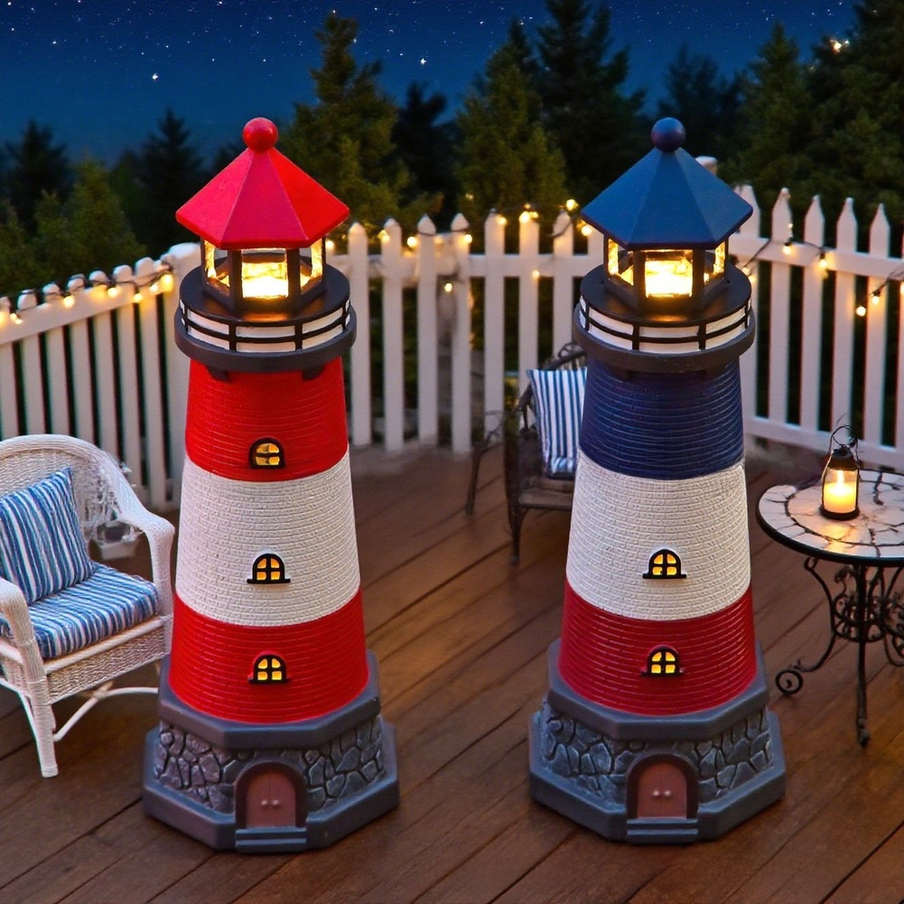 Blue Red Solar Powered Resin L - Outdoor Lighting Mediterranean Style avaliação e preço