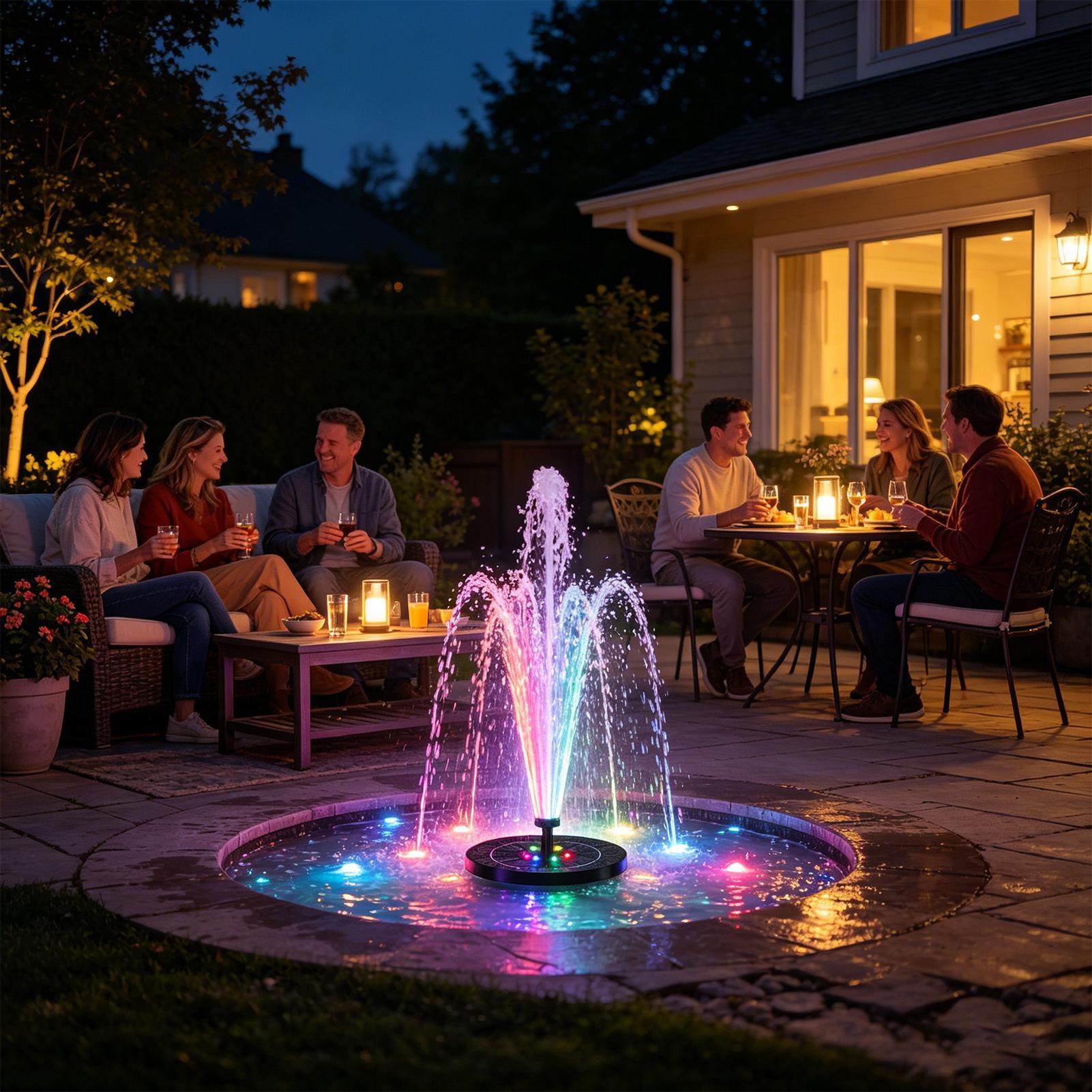 Floating Solar Bird Bath Fount - Outdoor Lighting Under Pergola avaliação e preço