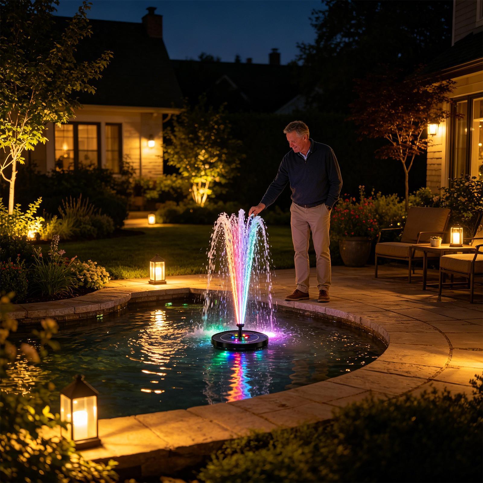 Floating Solar Bird Bath Fount - Outdoor Lighting Under Pergola avaliação e preço