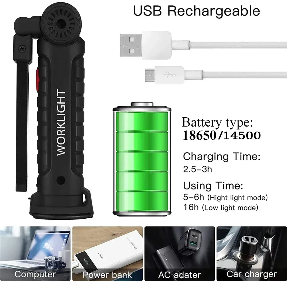 LED COB Flashlight USB Recharg - Outdoor Lighting Types avaliação e preço