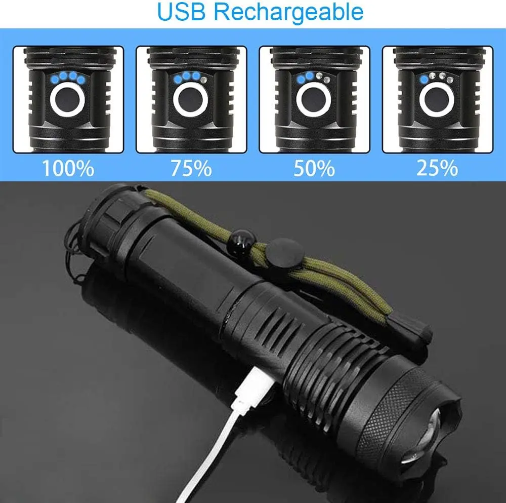 High Power LED Flashlight Rech - Outdoor Lighting Types avaliação e preço
