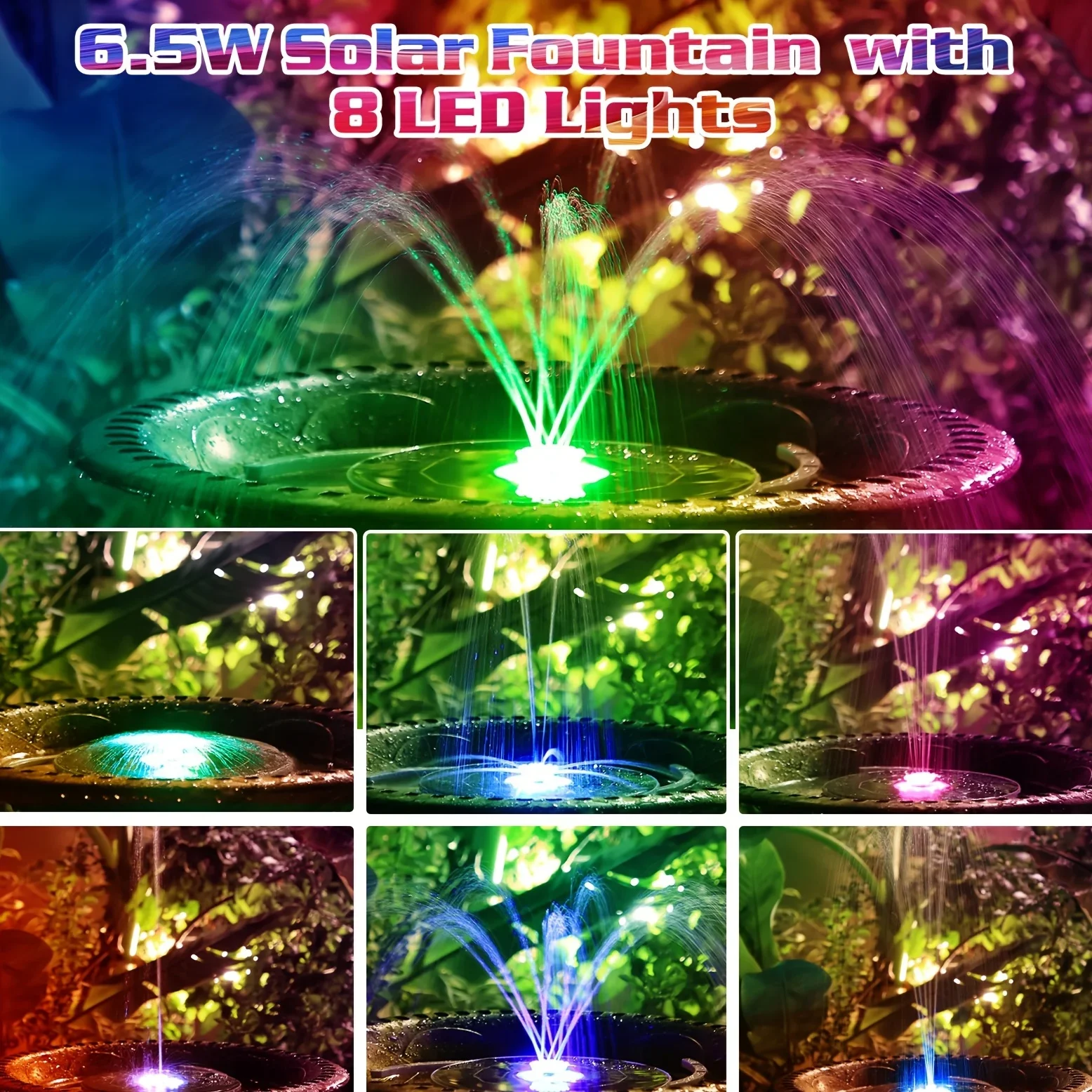 6.5W LED Solar Fountain Pump w - Outdoor Lighting Under Pergola avaliação e preço